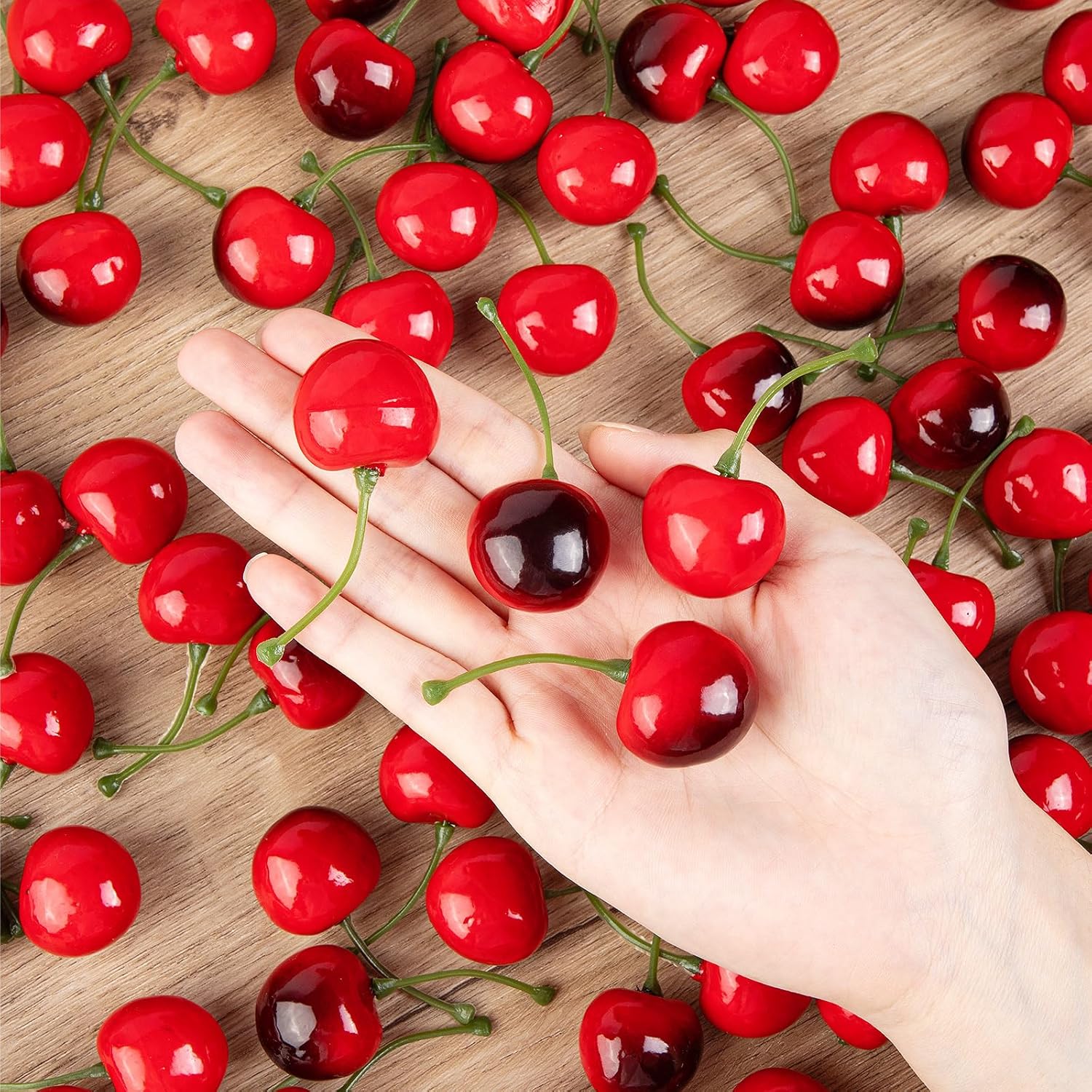 180Pcs Artificial Red and Black Cherries Decor