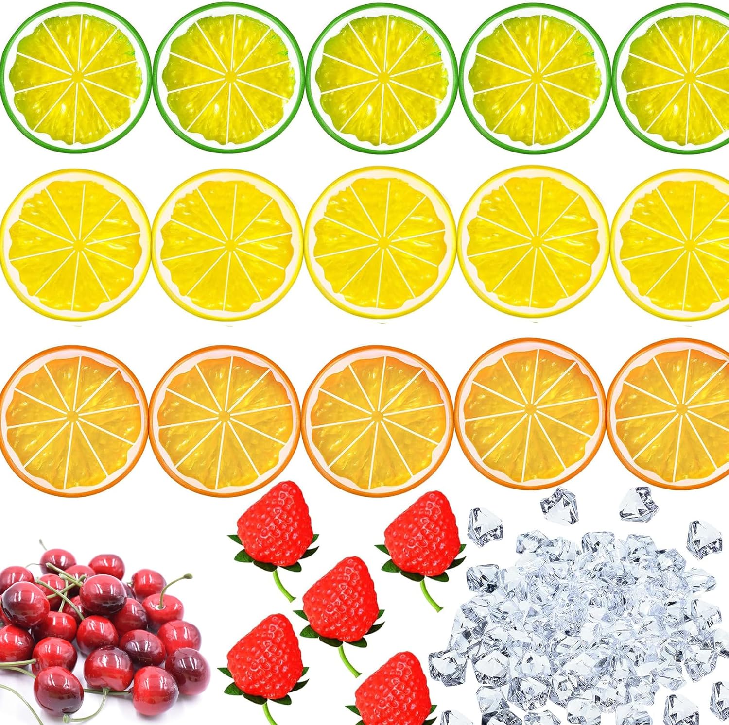 80 Pcs Artificial Fruit Ice Cubes Set for Decor