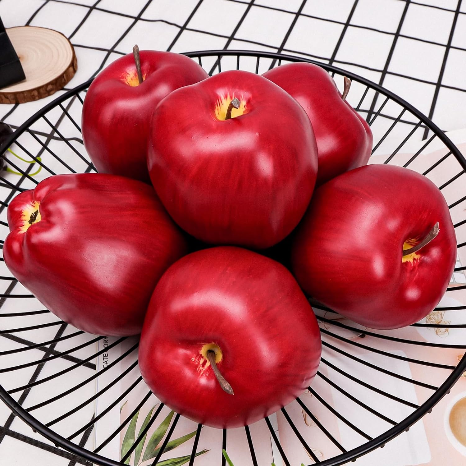 6pcs Artificial Apple Decor for Home Kitchen Office Christmas
