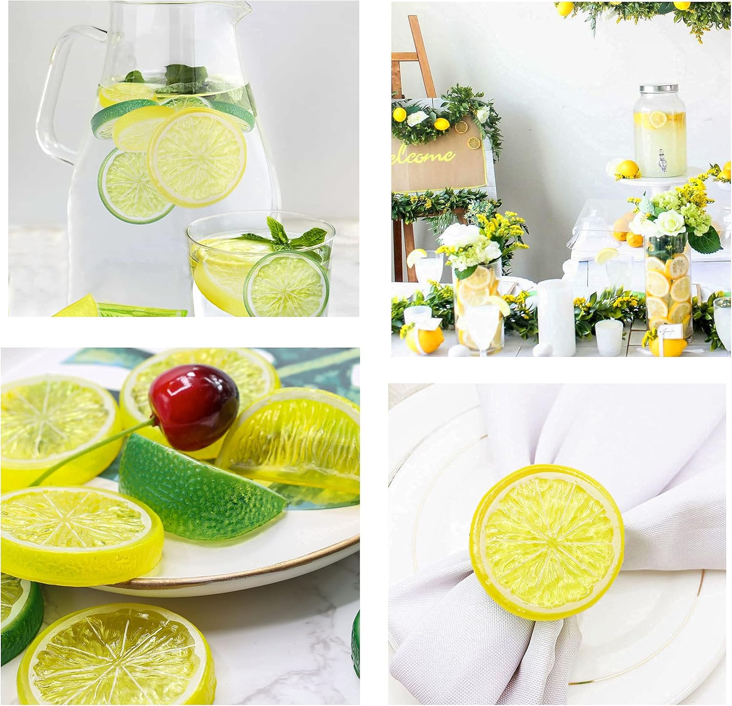 40Pcs Artificial Lifelike Cherries and Lemon Decor