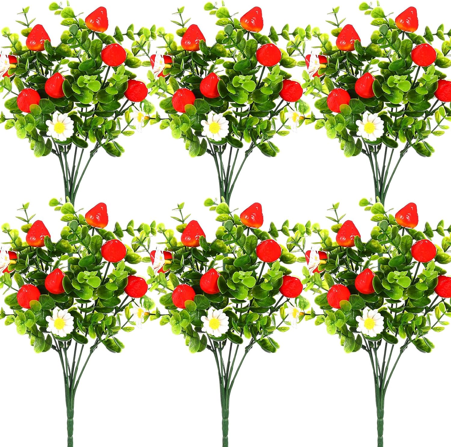 Tigeen 6 Pack Artificial Strawberry Decorations