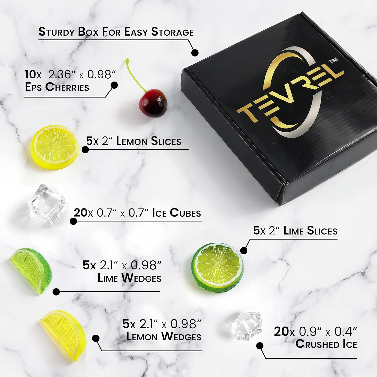 Tevrel 70Pcs Artificial Lifelike Cherries Lemon Slices and Wedges Decor