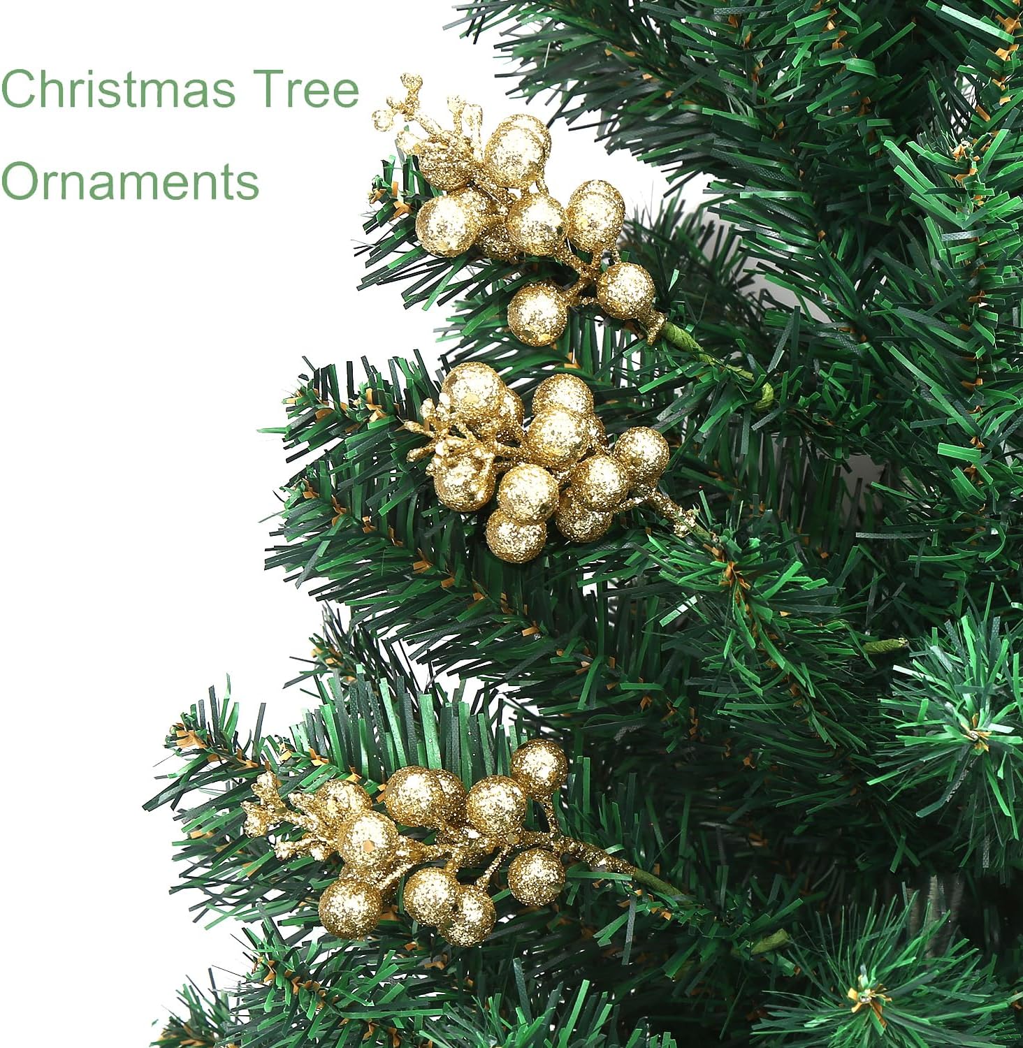 DIYASY Champagne Glitter Berry Stems 20Pcs Artificial Christmas Decor