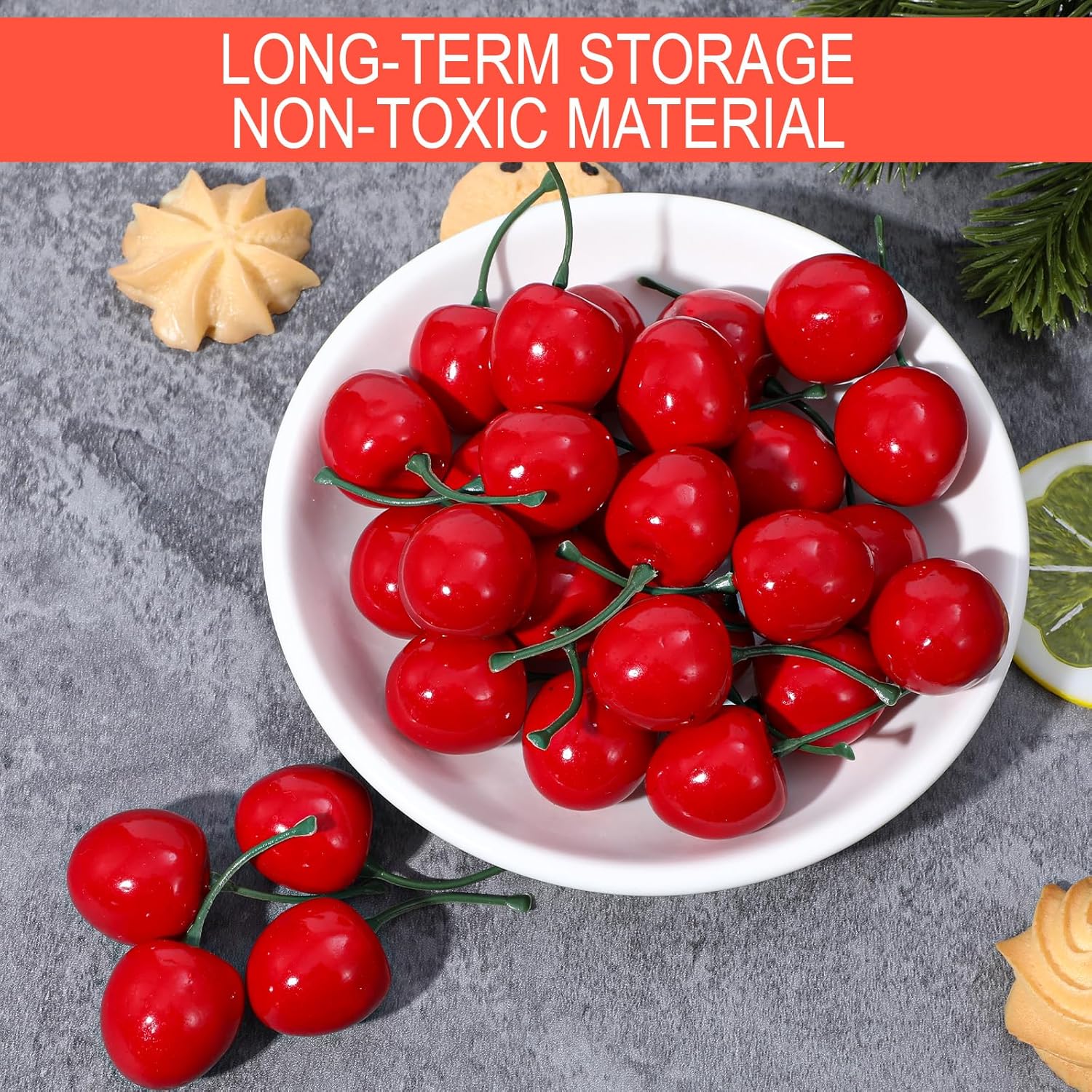 60Pcs Realistic Artificial Cherry Decorations