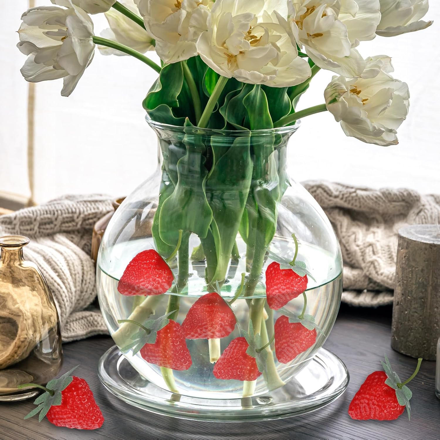 20 Piece Fake Red Strawberries for Decor and Display