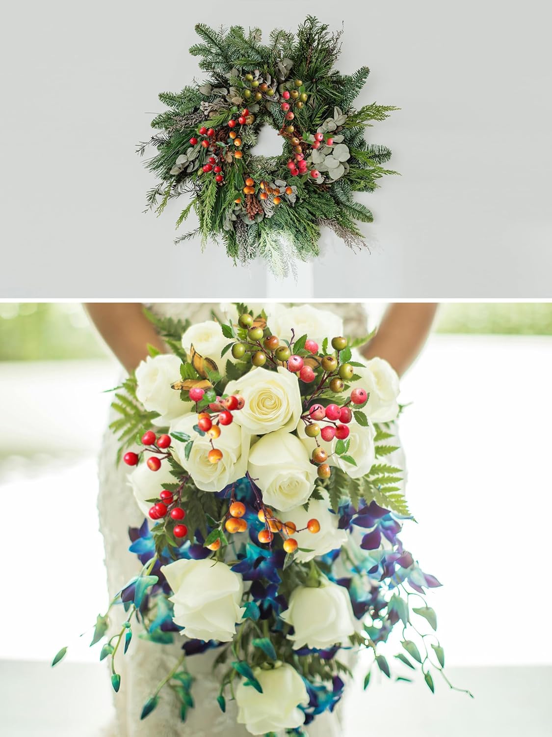 Forlaoers 4Pcs Artificial Berry Branches for Christmas Decor