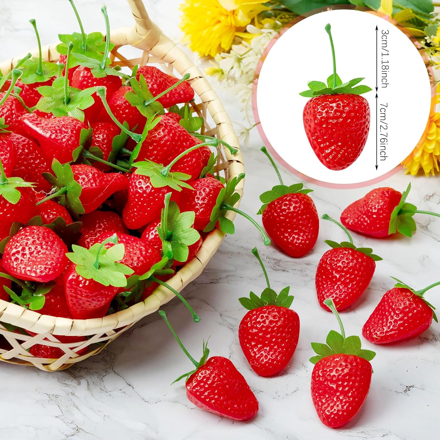 Lyrow Realistic Artificial Strawberries 150 Pcs Decor