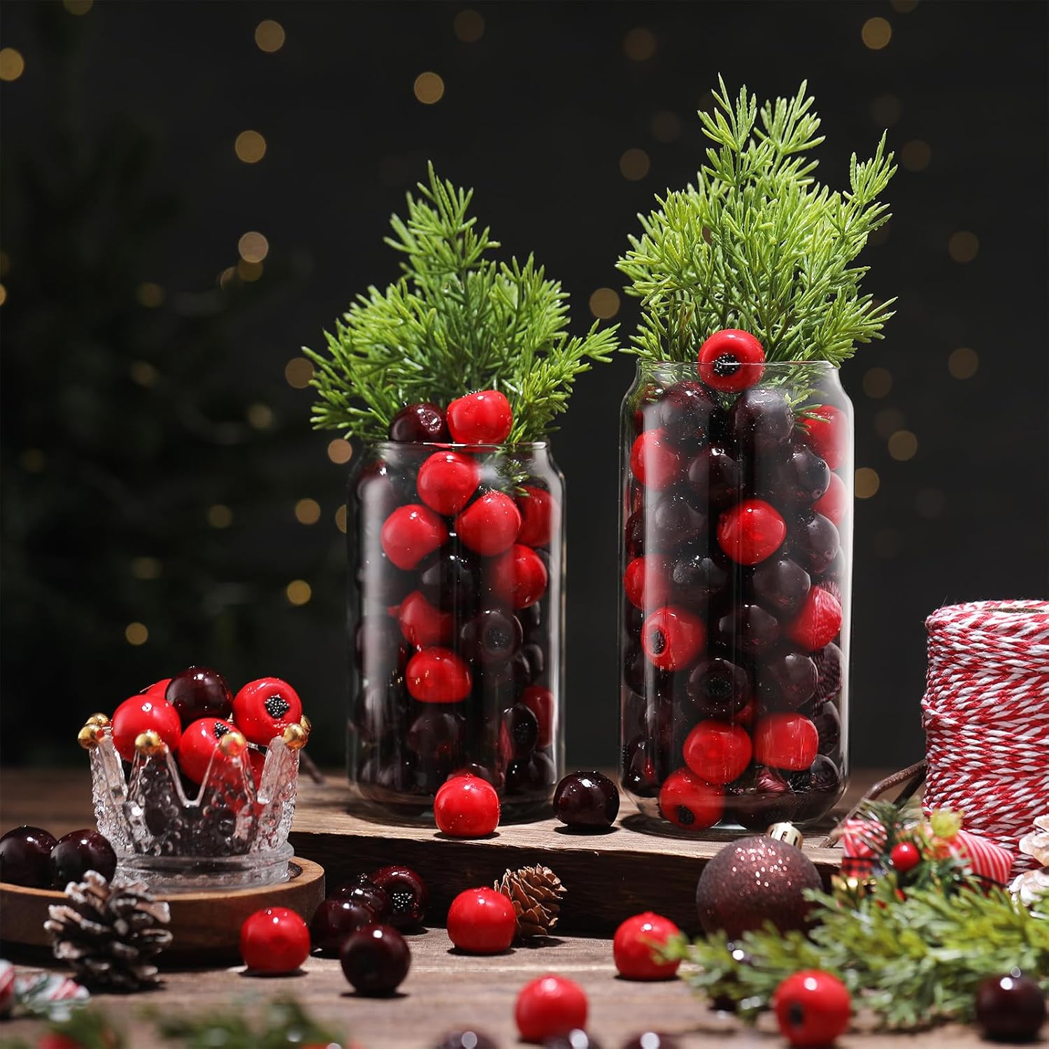200 Pcs Christmas Artificial Cranberries Decor