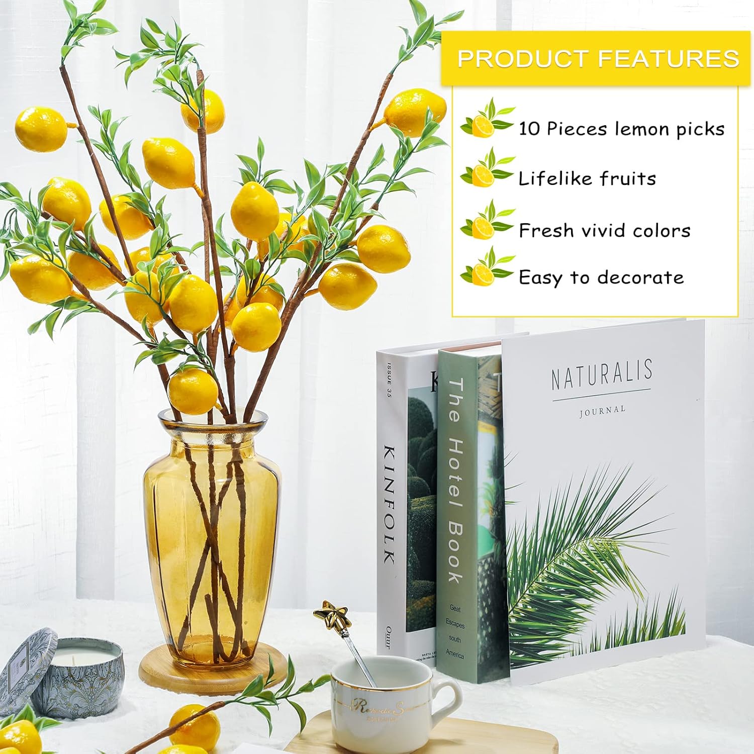 Patelai Artificial Lemon Branches 10 Pack Farmhouse Decor