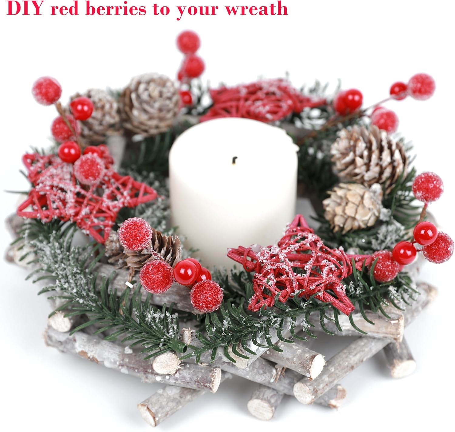 Frosted Red Berry Stems 20 Pack Artificial Christmas Decor