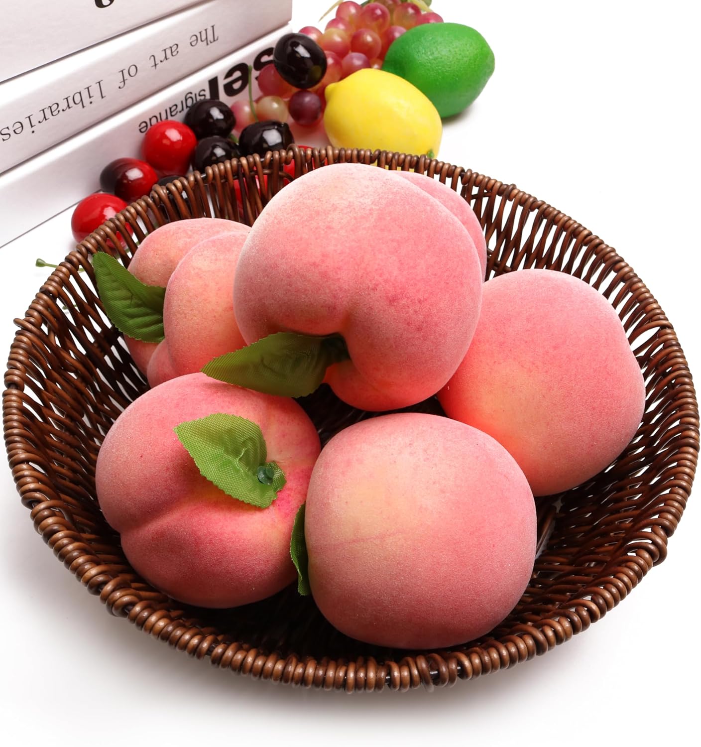 Caihao 6PCS Artificial Pink Peaches for Home Decor