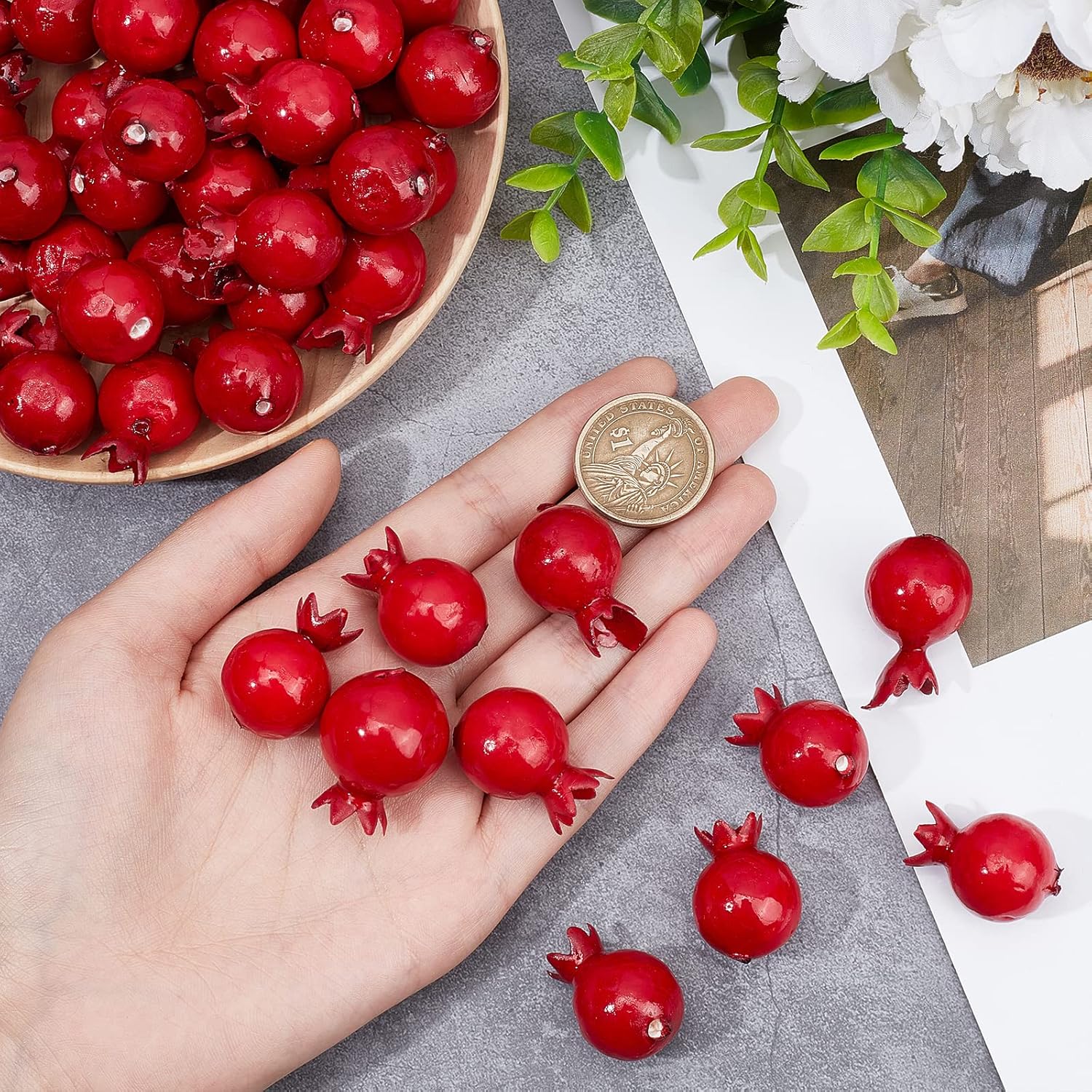 CHGCRAFT 50Pcs Mini Artificial Pomegranate for Decor