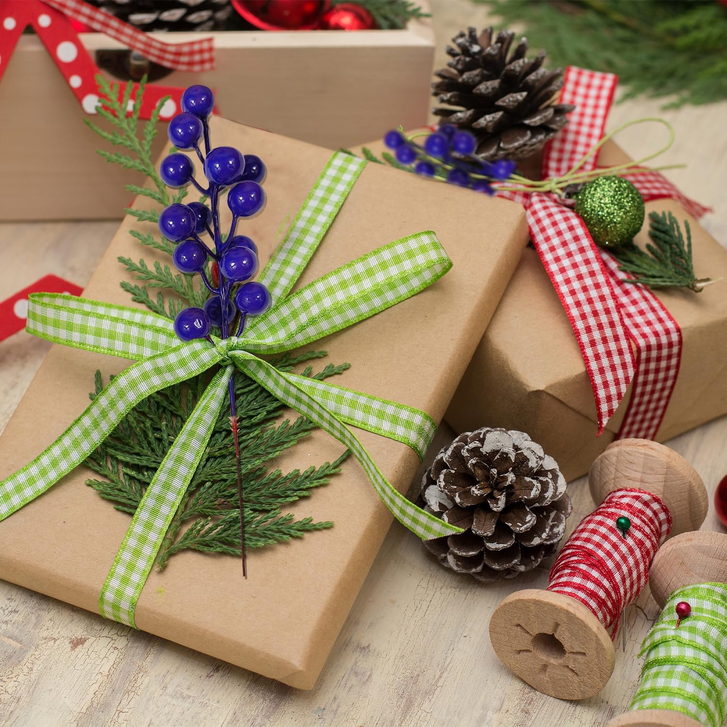 Artificial Purple Blue Berries Stems 24pcs Christmas Decor