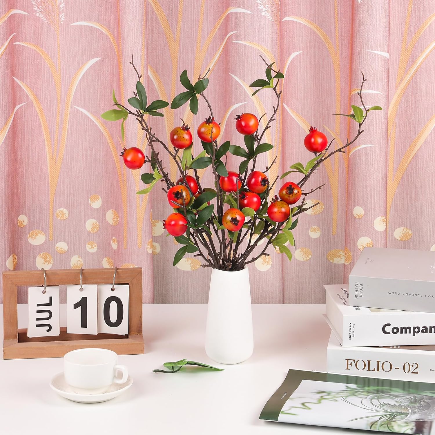 Gresorth Artificial Pomegranate Branches 5pcs Christmas Decor