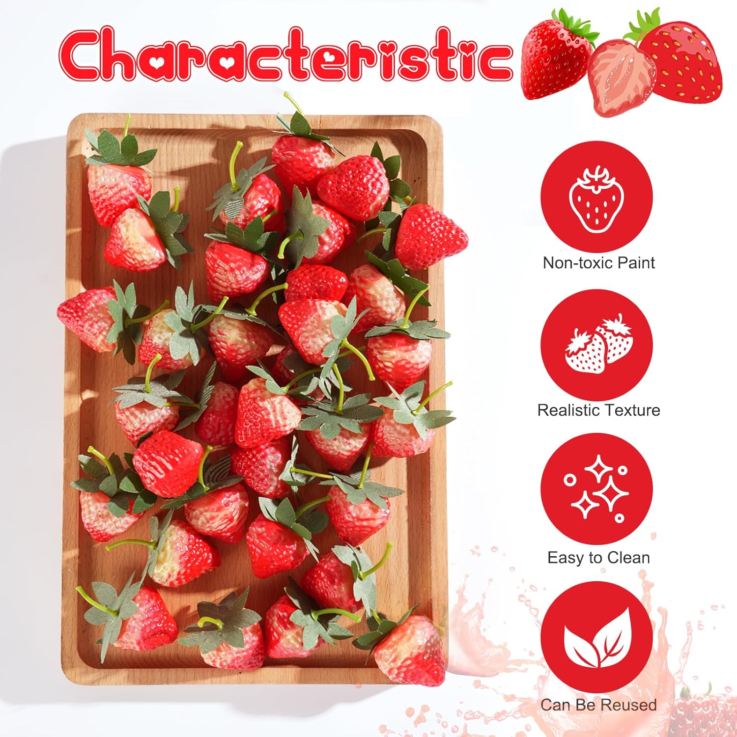 YimeBand Artificial Red Strawberries 50 Pcs