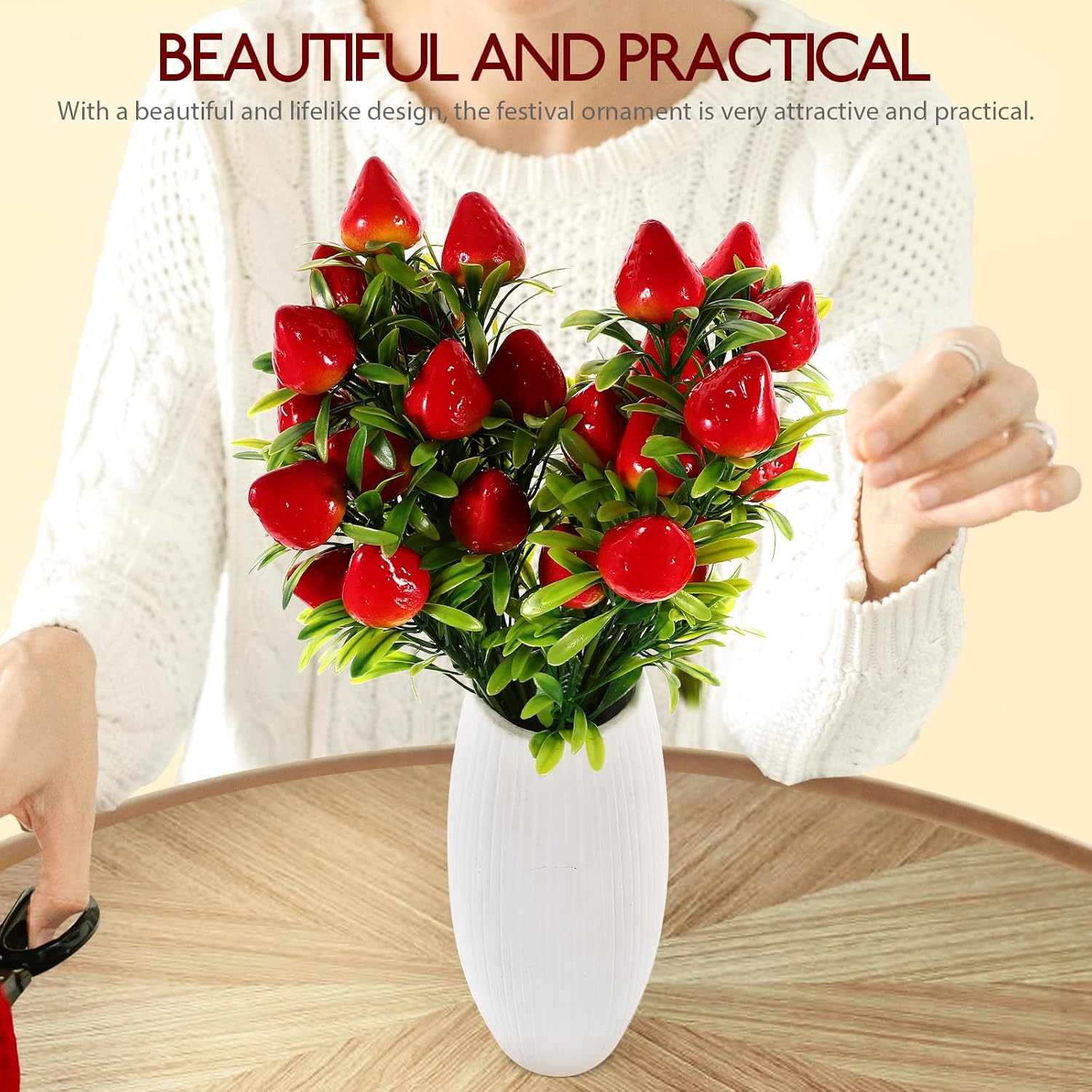 MAGICLULU 2pcs Artificial Strawberry Plants for Home Wedding Decor