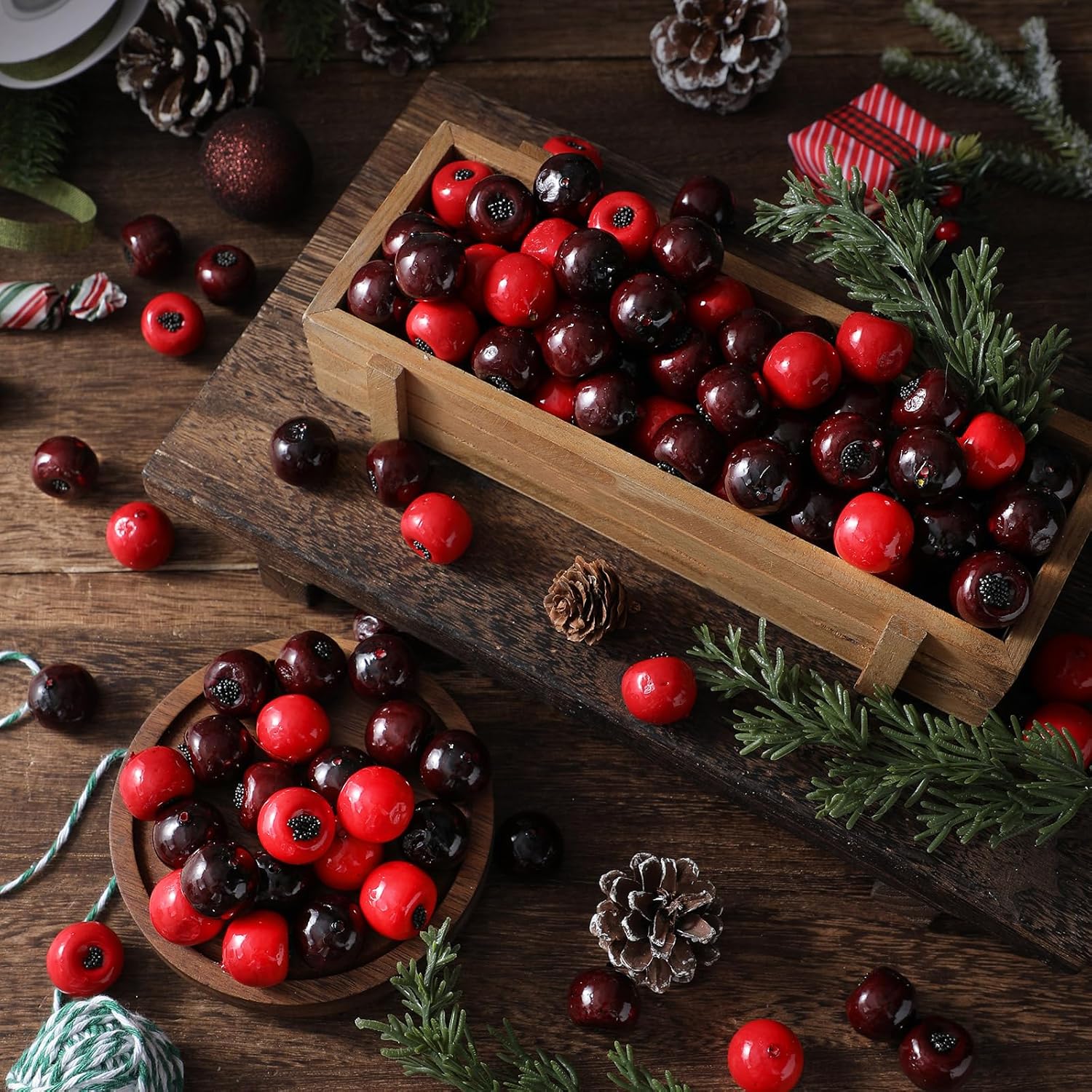 200 Pcs Christmas Artificial Cranberries Decor