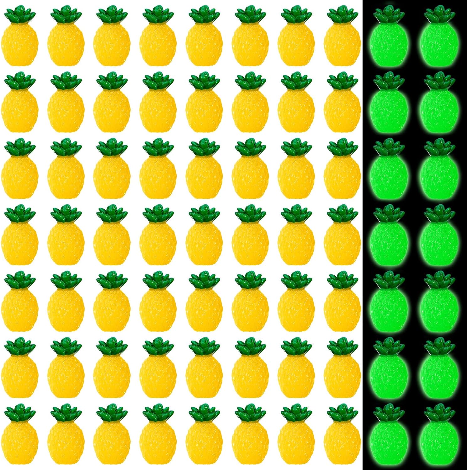 100 Pcs Mini Resin Pineapples Glow in the Dark Decorations