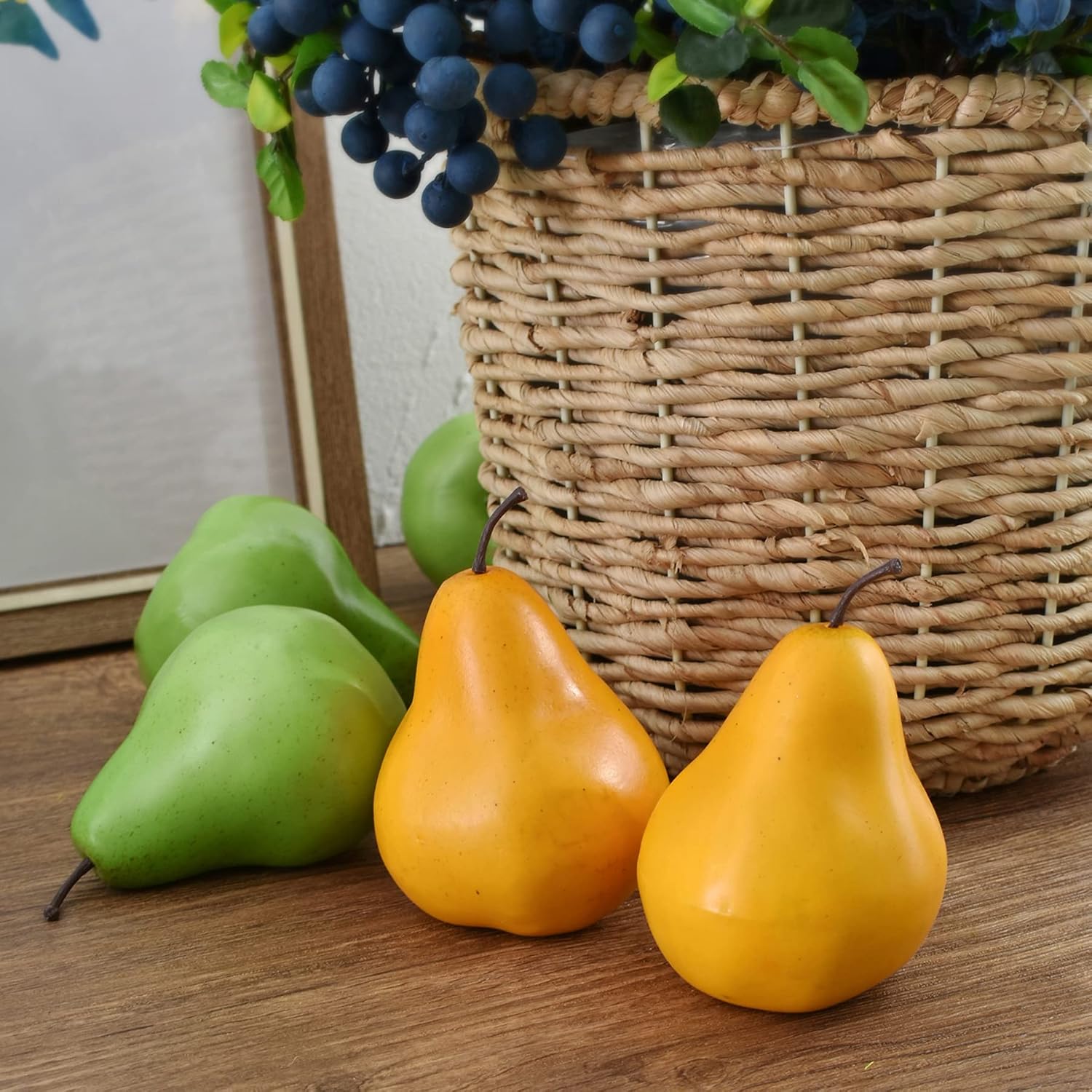 LUEYAO Artificial Yellow Pears 6pcs Decor Set