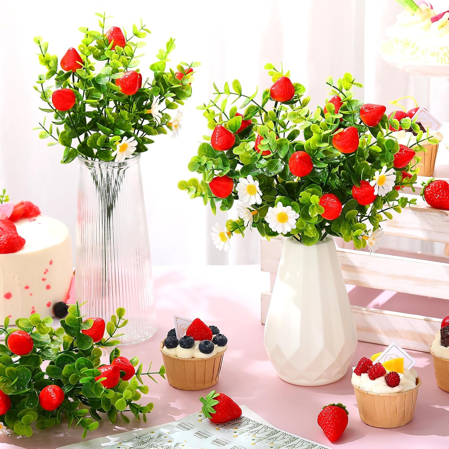 Tigeen 6 Pack Artificial Strawberry Decorations