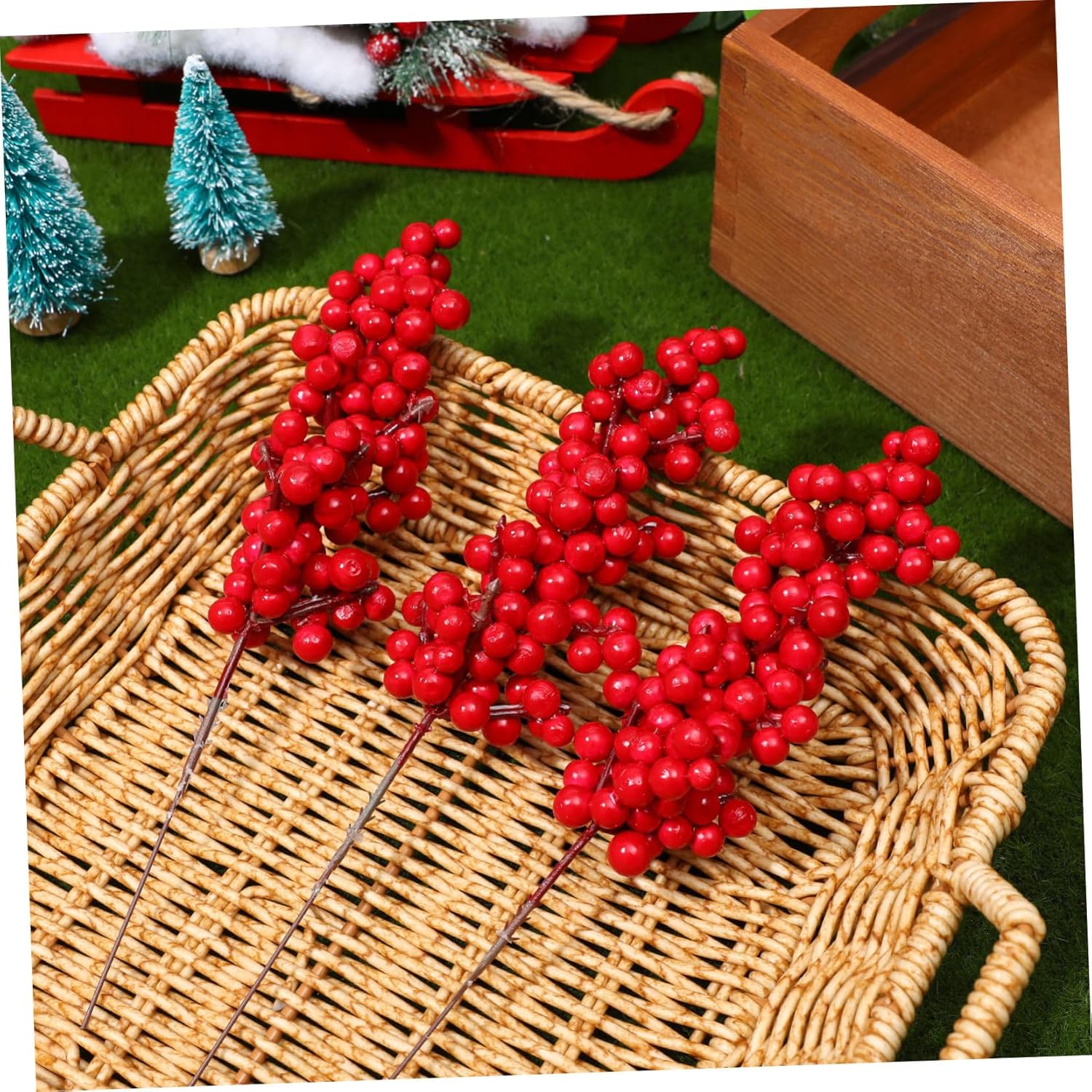 8PCS Artificial Red Berry Branches for Christmas Decor