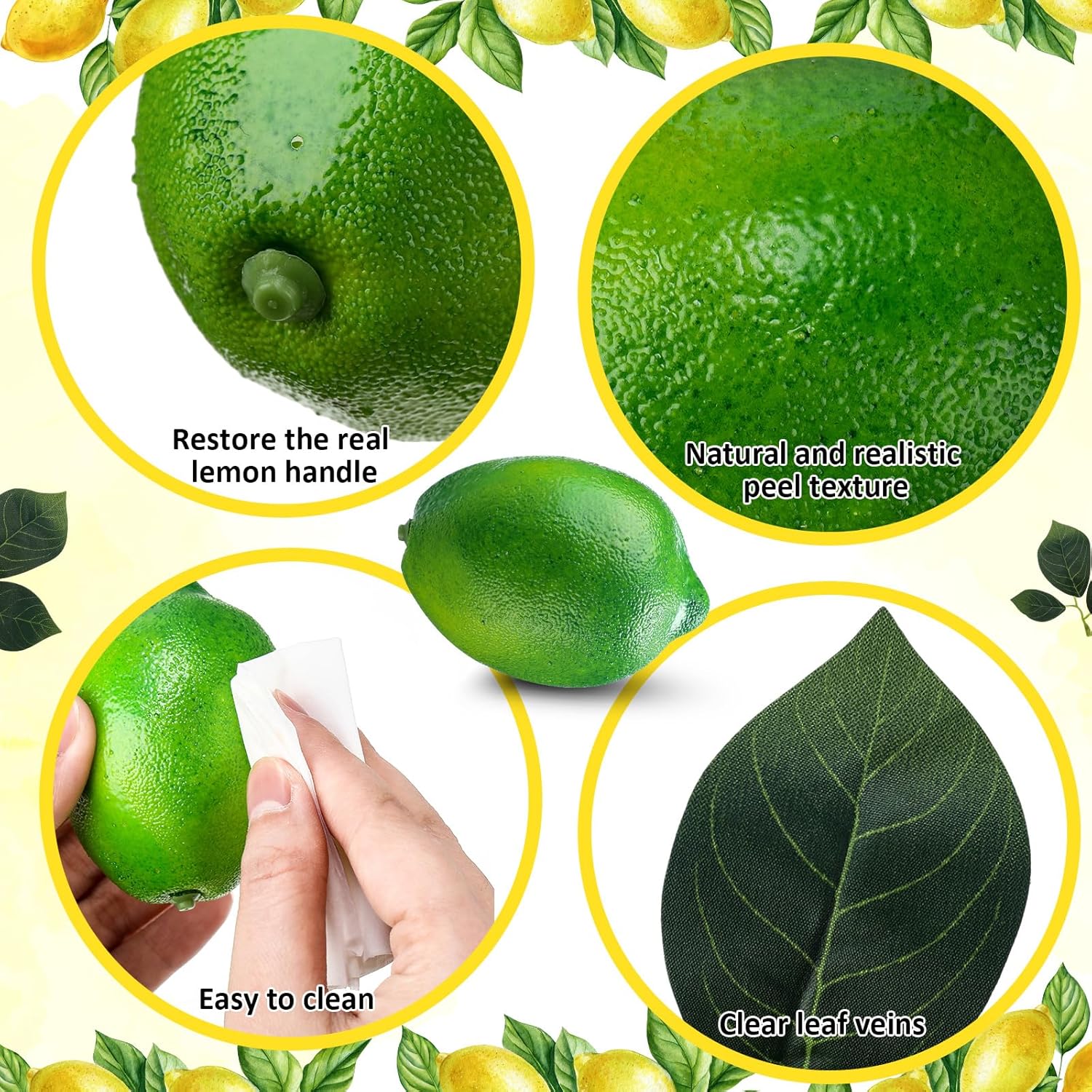 20 Pcs Artificial Lemons Limes with Leaves Decor Set