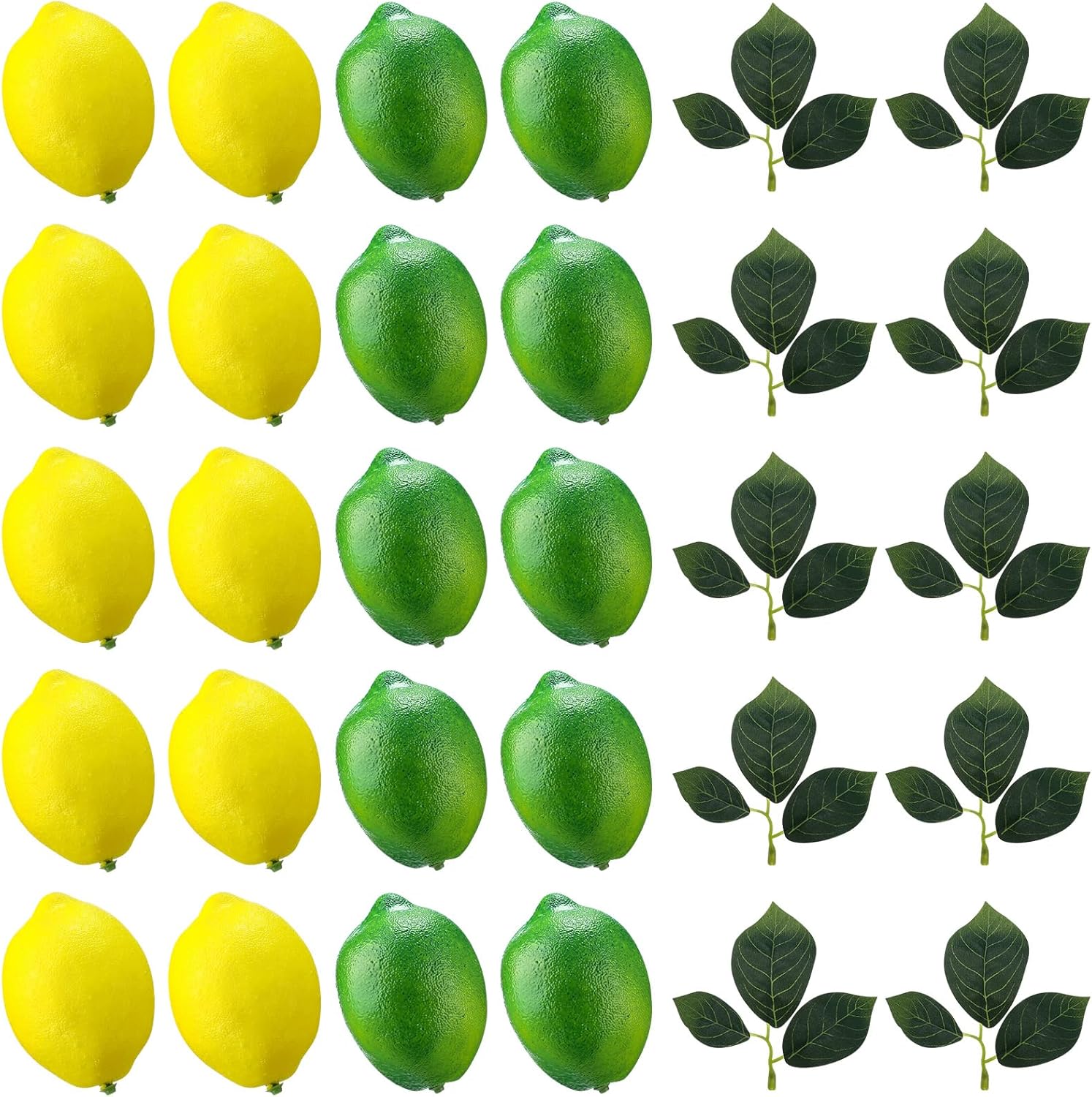 20 Pcs Artificial Lemons Limes with Leaves Decor Set