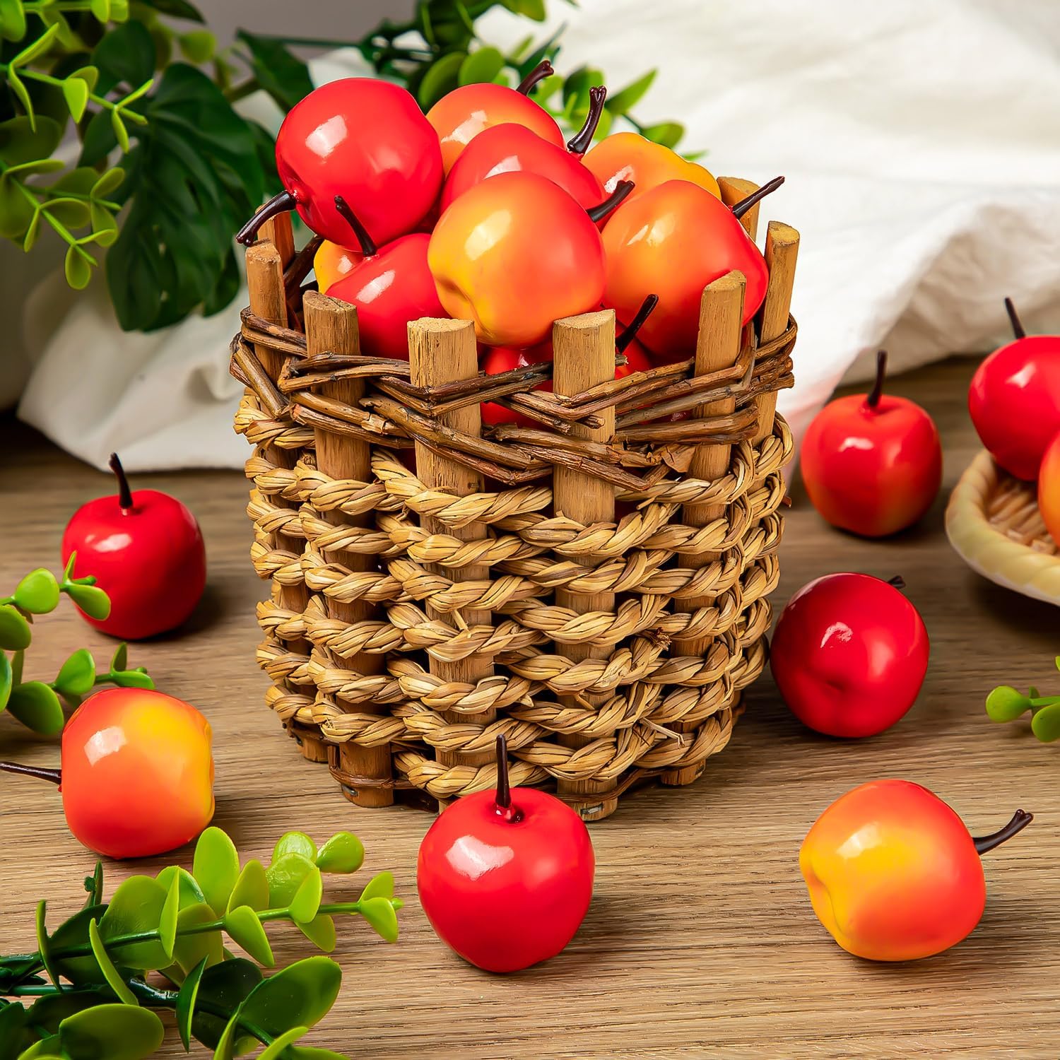 40pcs Fake Mini Red Apples for Decor and Crafts