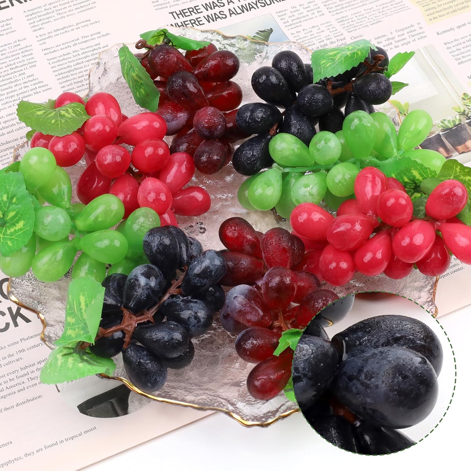 Folmywy 8 Pack Realistic Artificial Grape Bunches