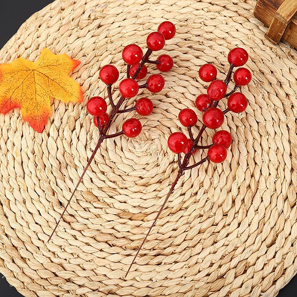 Red Fruit Flower Decoration Artificial Christmas Ornaments 20 Branches