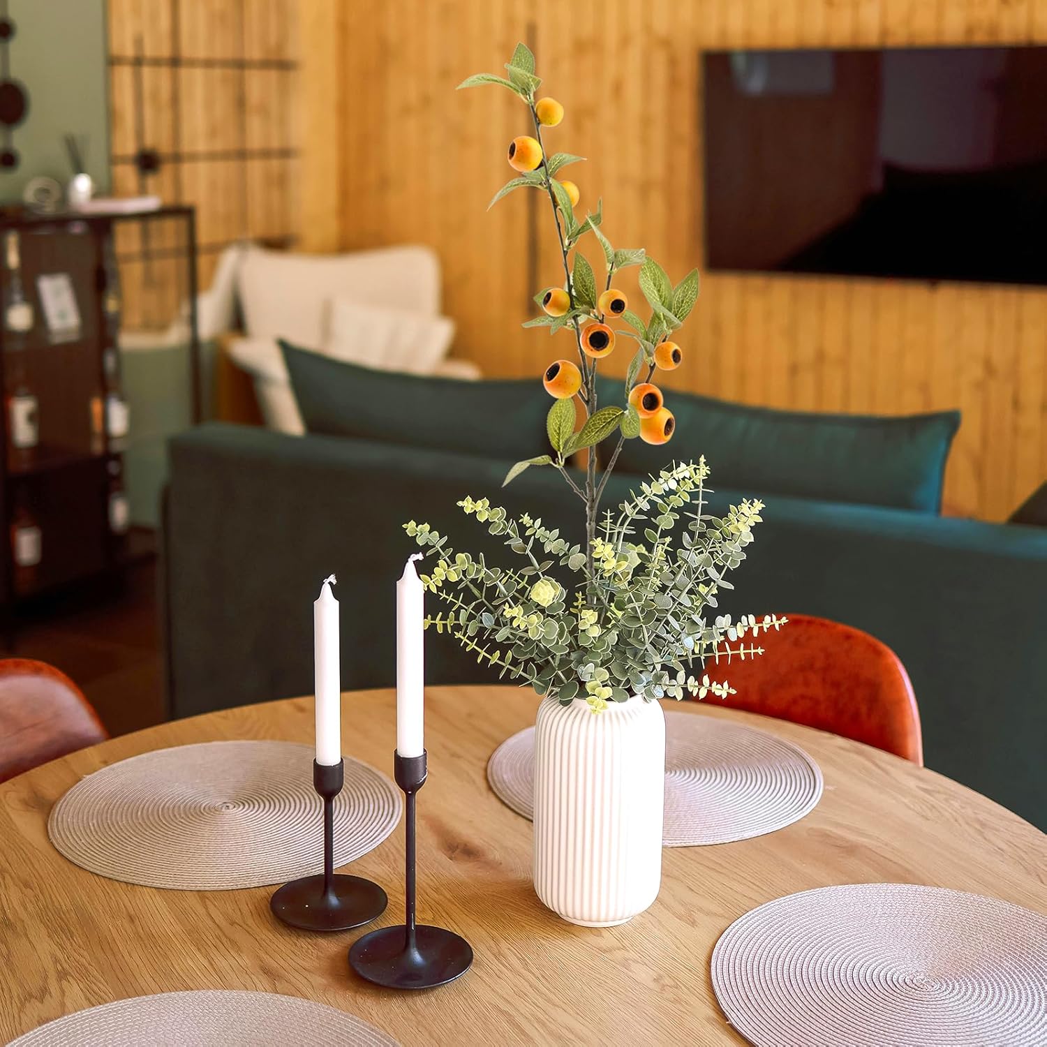 3PCS Yellow Fruits Tree Branch Artificial Fruits Decor