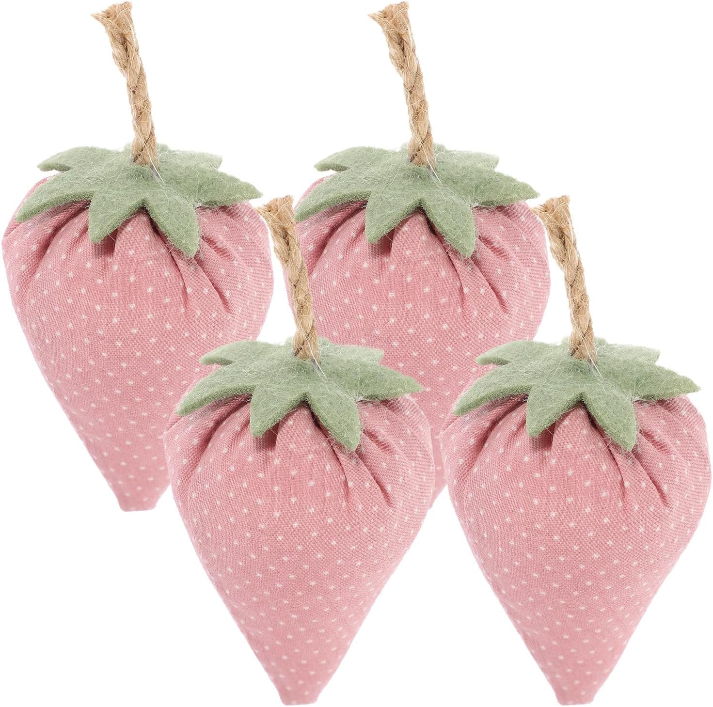 Luxshiny Faux Fabric Strawberries 4Pcs Decor for Farmhouse