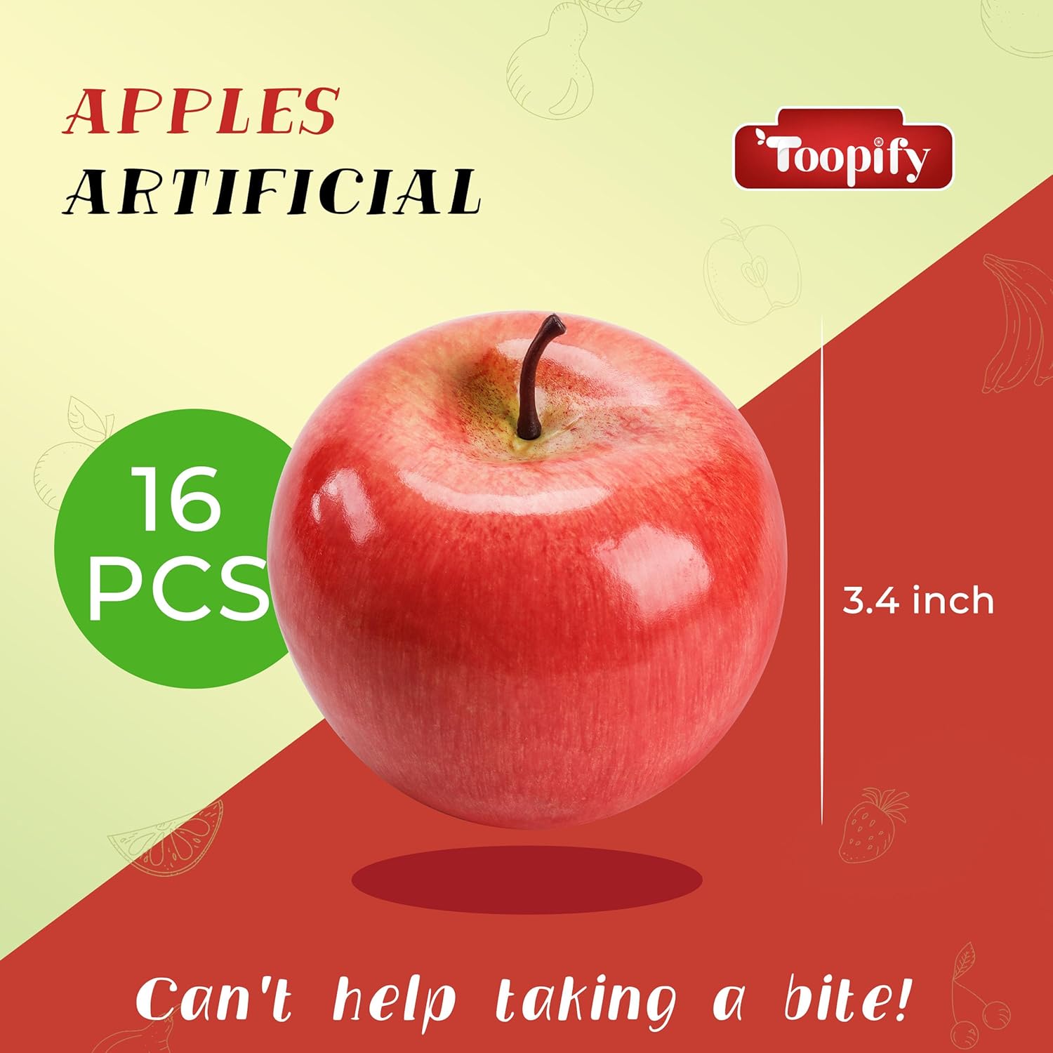 Toopify 16PCS Artificial Red Apples for Home Decor