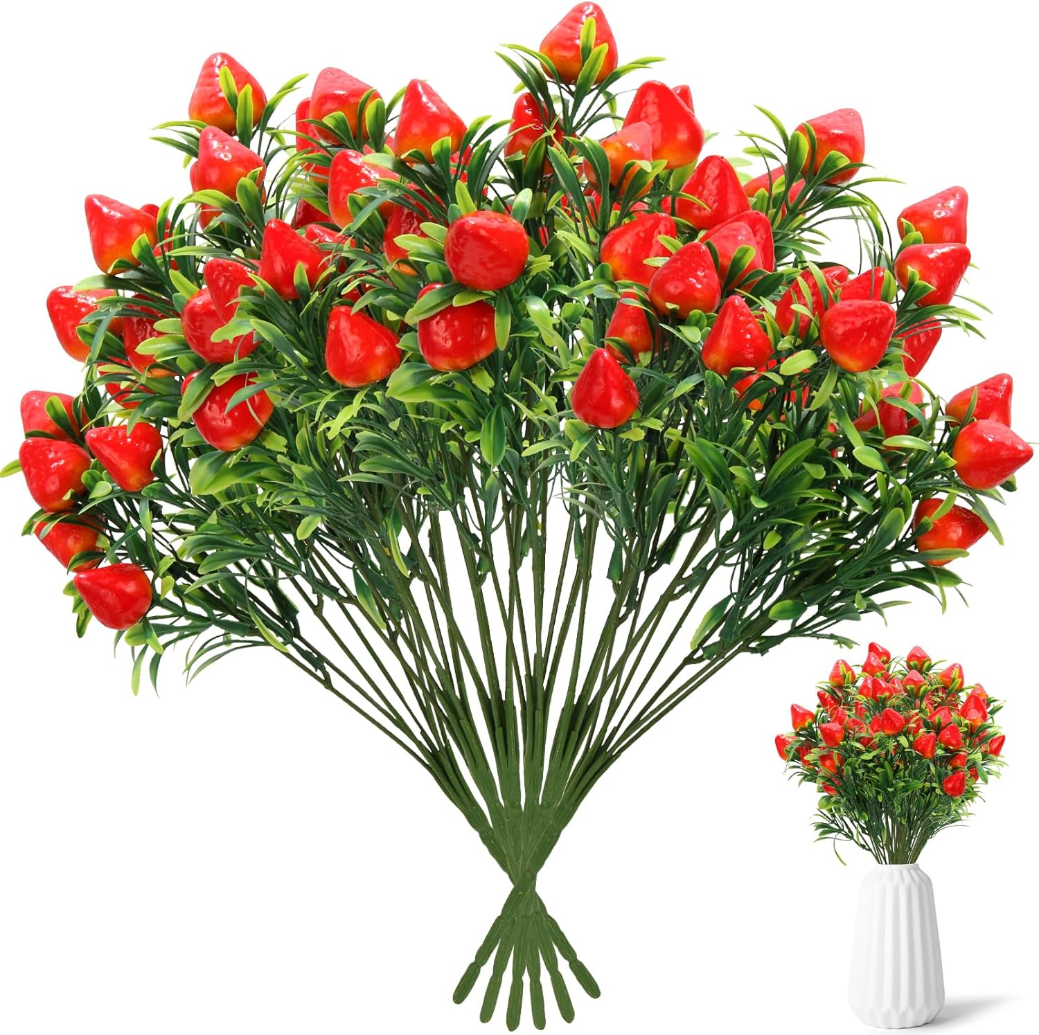 6Pcs Artificial Strawberry Plants for Table Decor