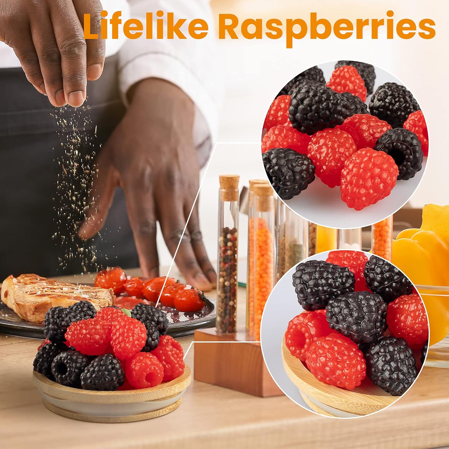 RAYNAG Artificial Black Raspberries 20PCS