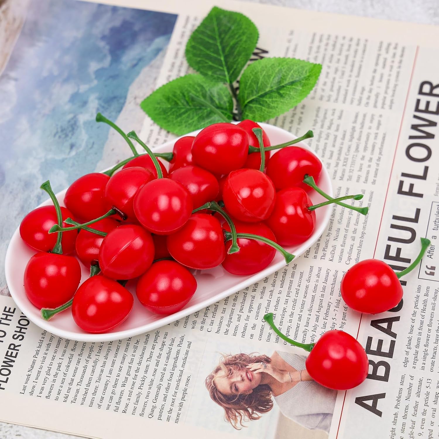 Gresorth 50pcs Artificial Red Cherry Decoration