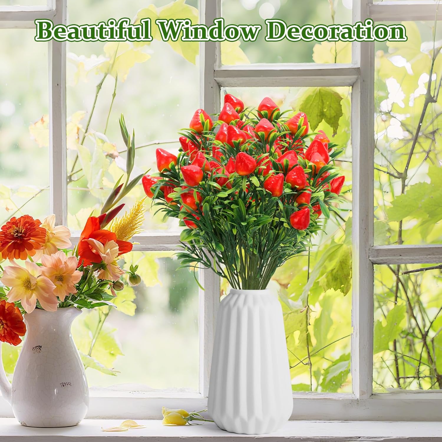 6Pcs Artificial Strawberry Plants for Table Decor