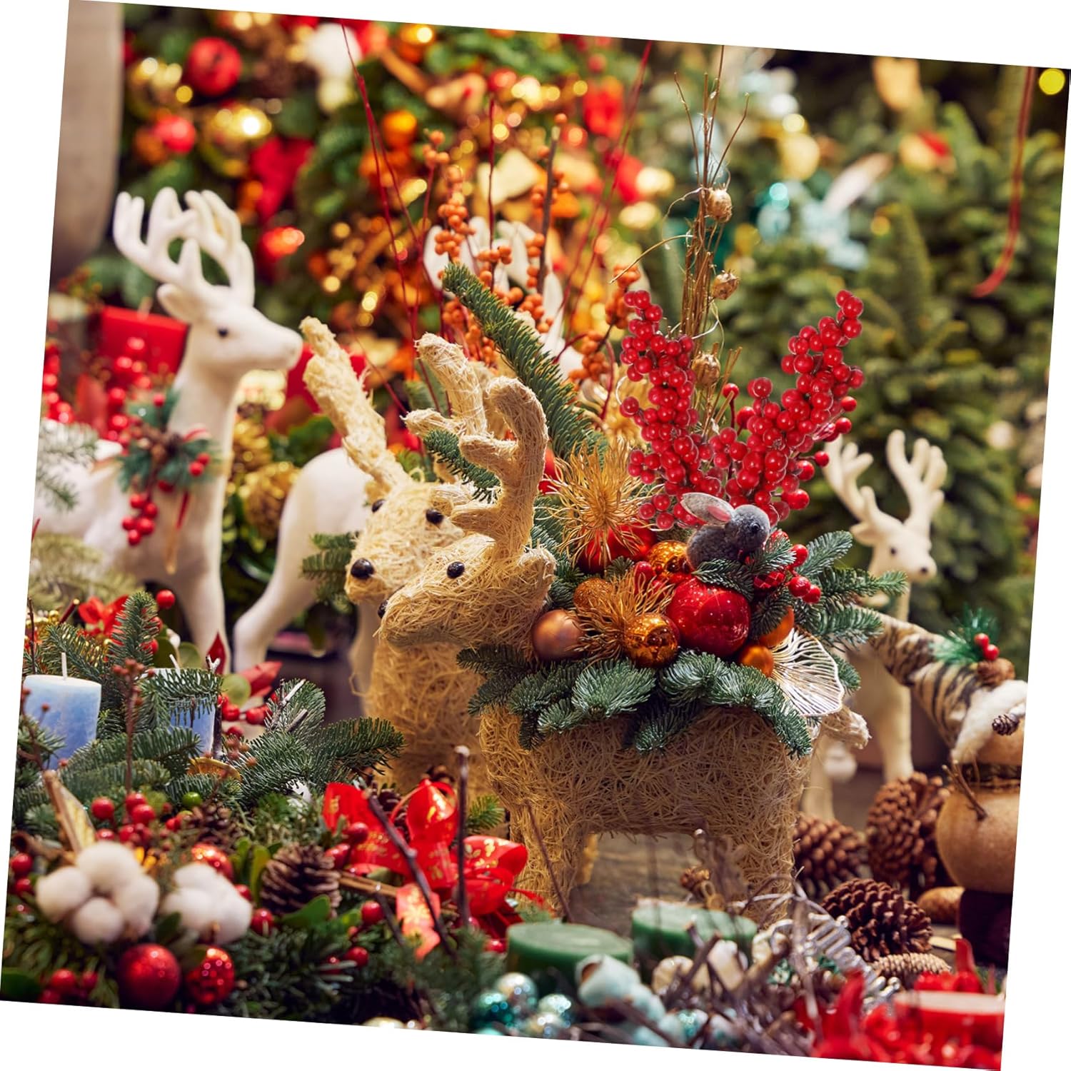 8PCS Artificial Red Berry Branches for Christmas Decor