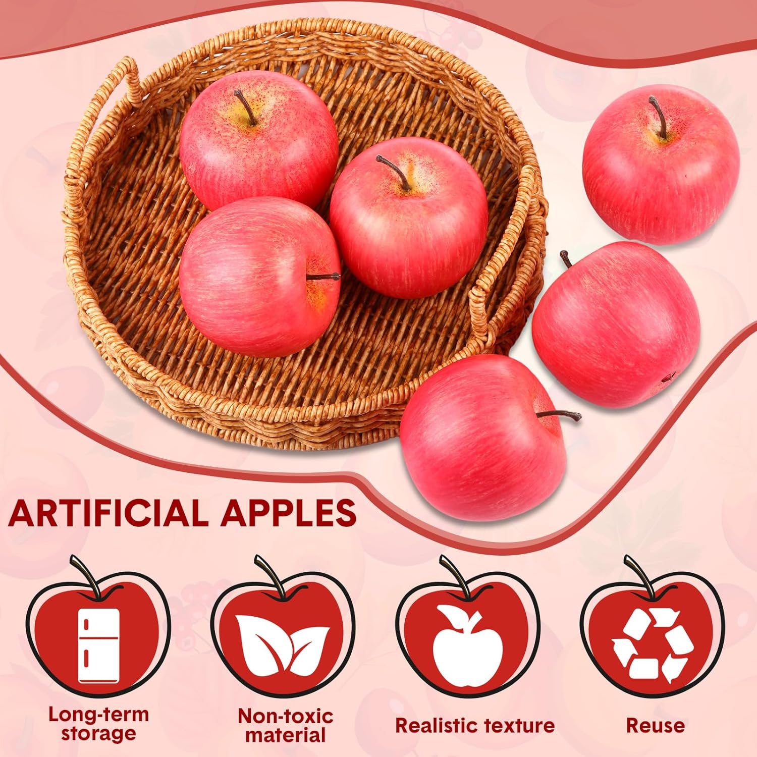 Yunlly 24 Pcs Realistic Artificial Apples Decor 1