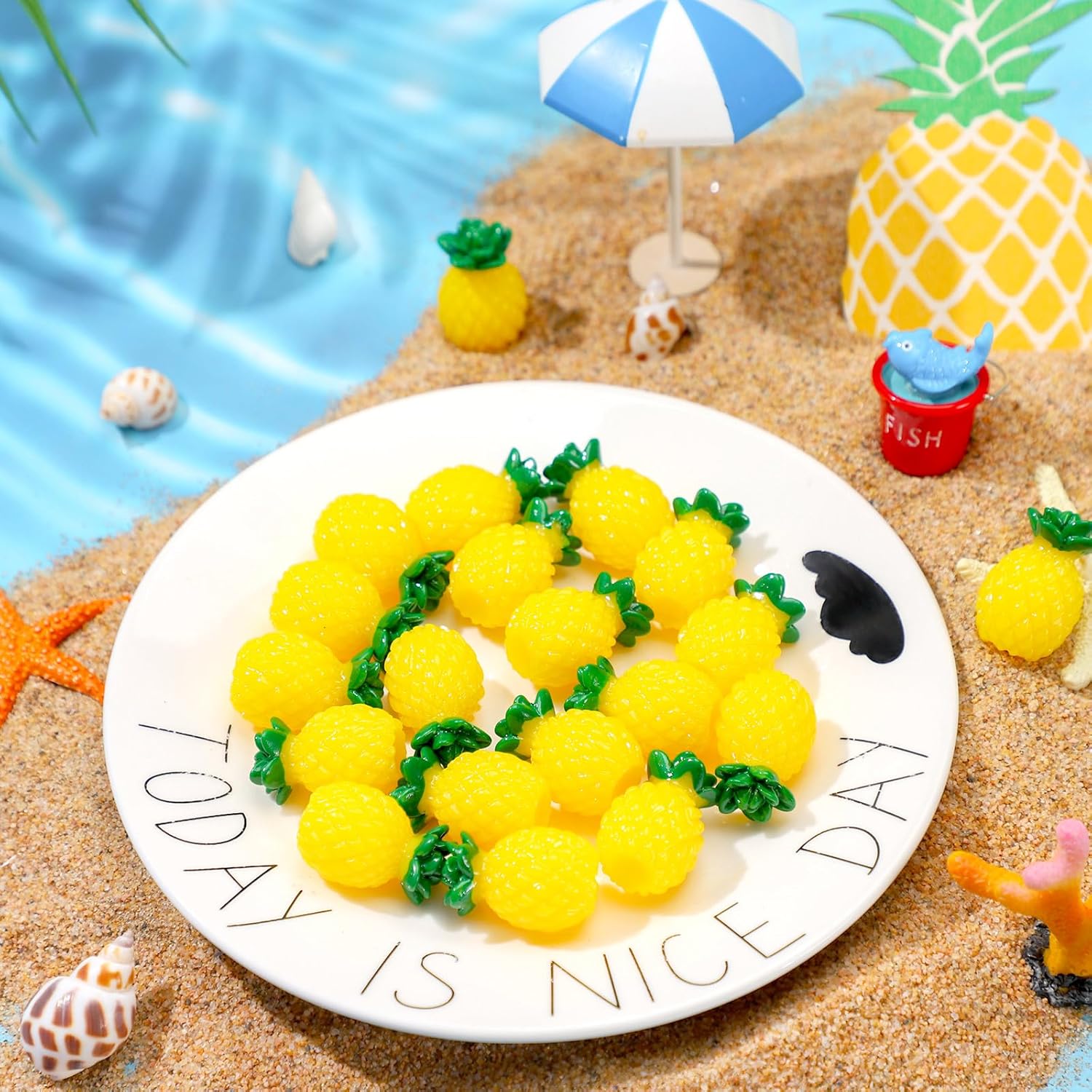 50 Pcs Mini Resin Pineapples Artificial Decorations