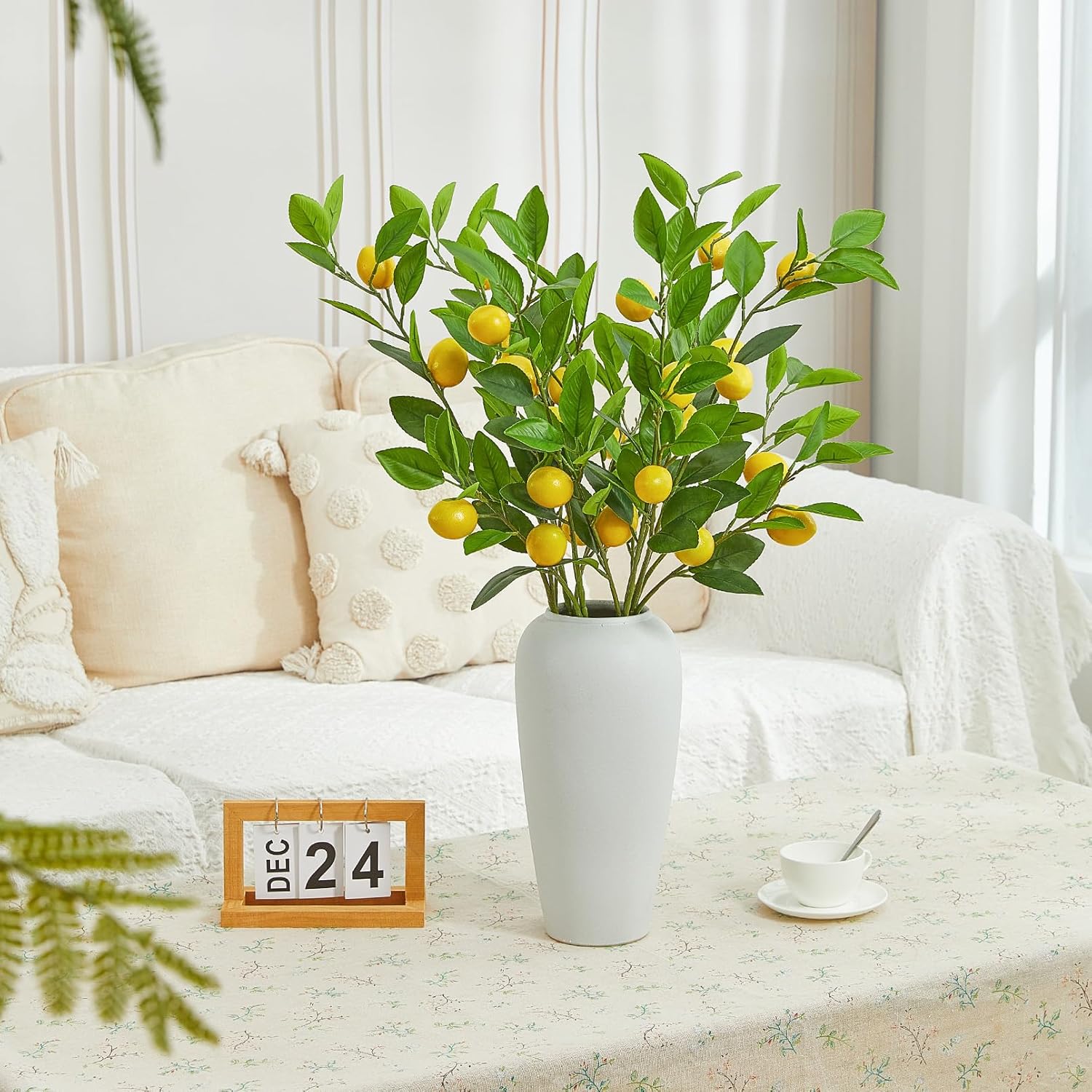 36 Inch Artificial Lemon Branches with Realistic Fruits and Leaves