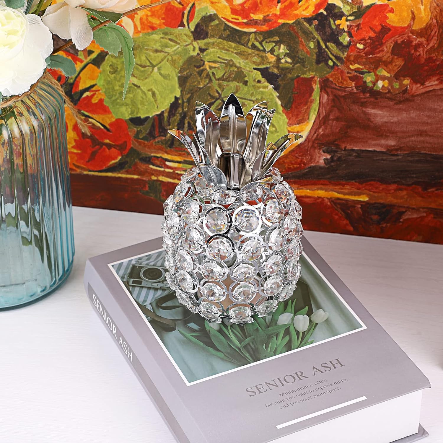 JUXYES Sparkly Crystal Pineapple Decor Ornament