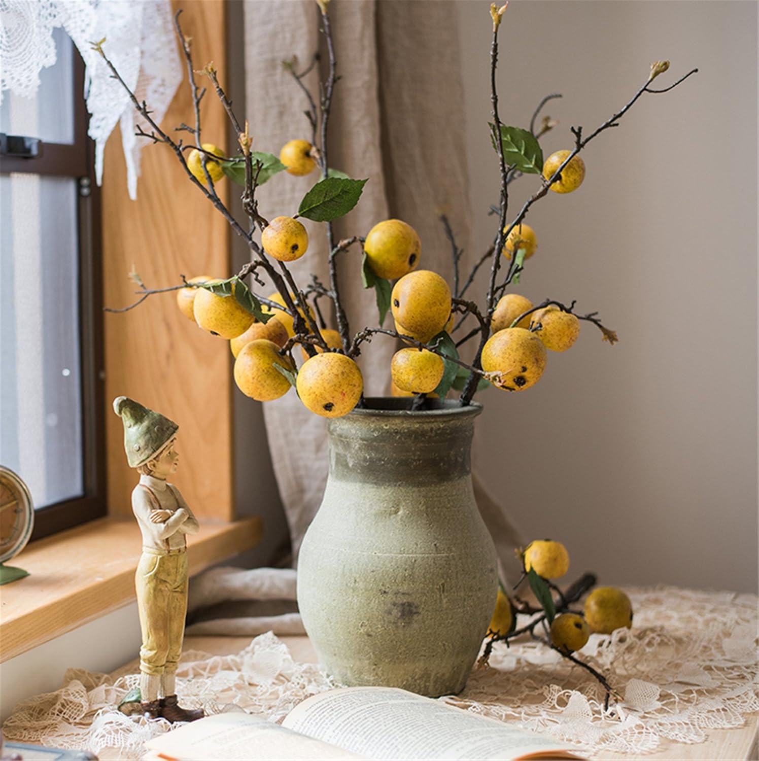 Zzooi 3PCS Artificial Pear Tree Branches with Fruits