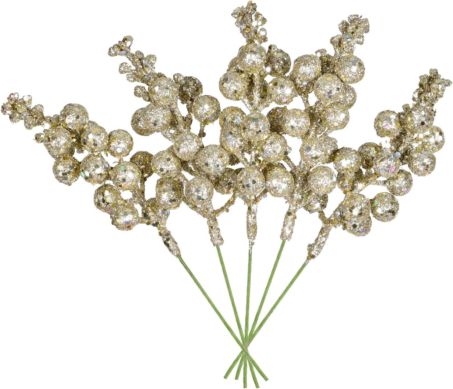 14 Pack Glitter Berry Stems for Christmas Decor