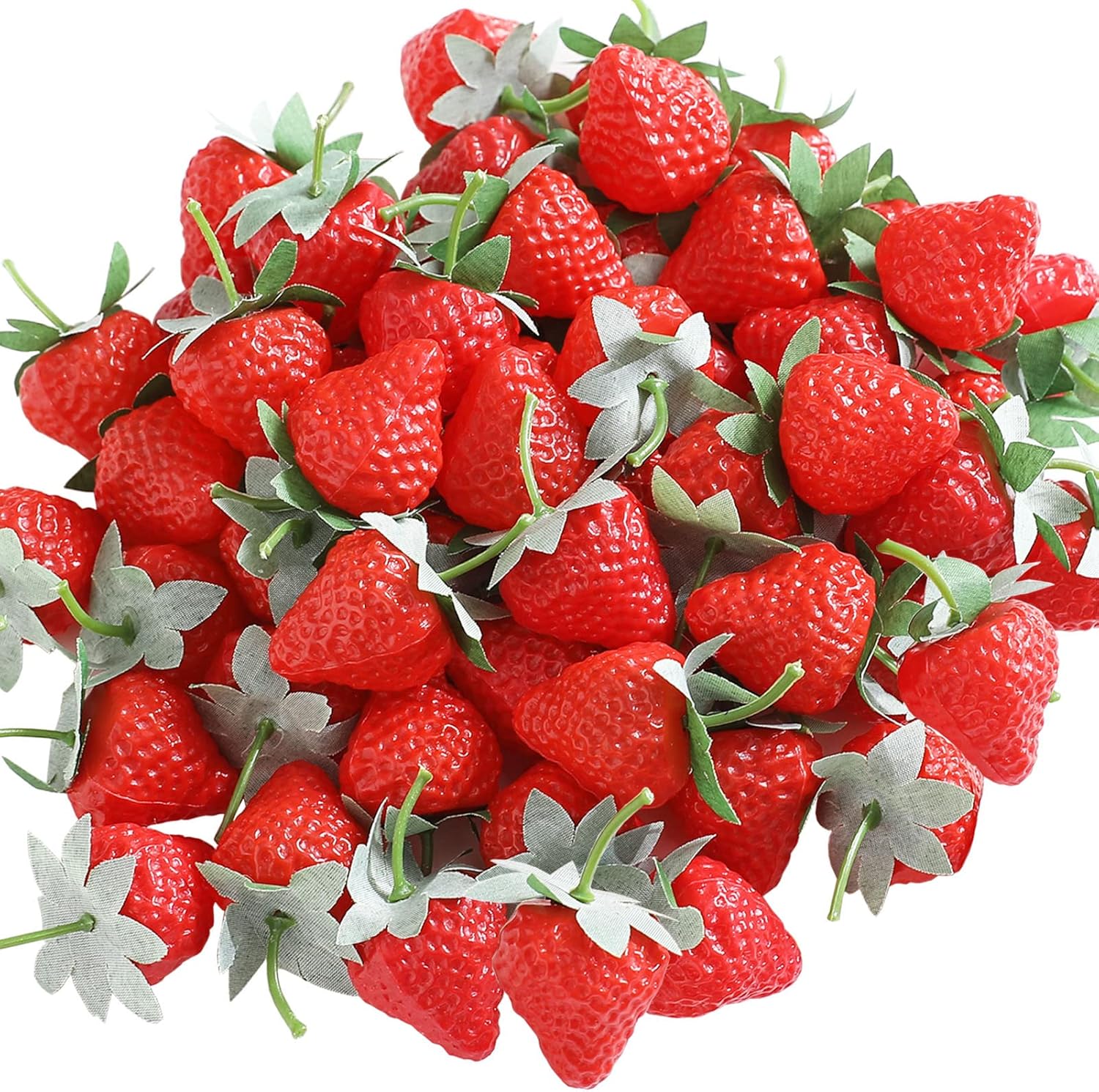 60 Pieces Realistic Fake Strawberries Decor
