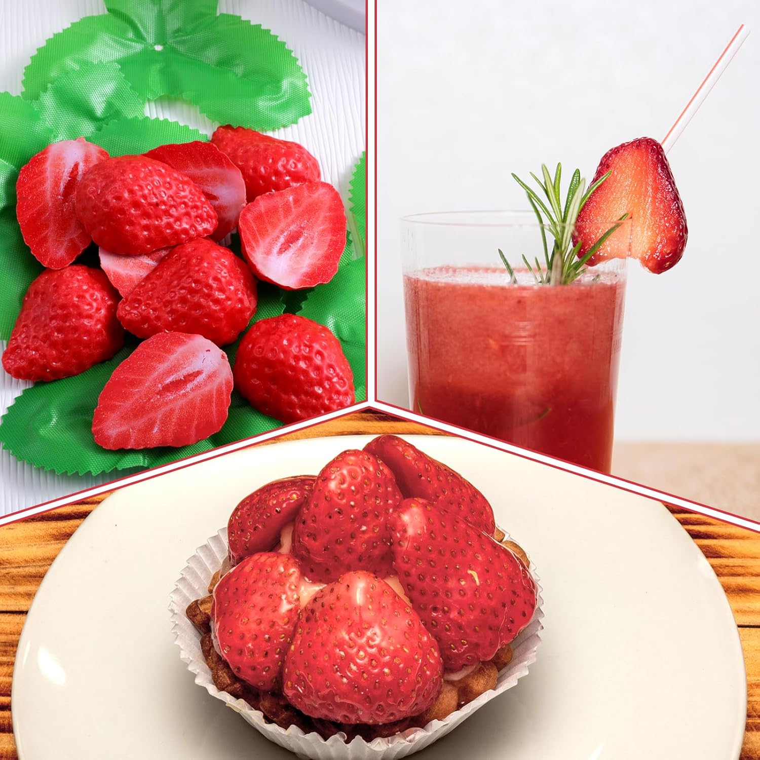 10 Pcs Artificial Half Strawberry Blocks for Decor