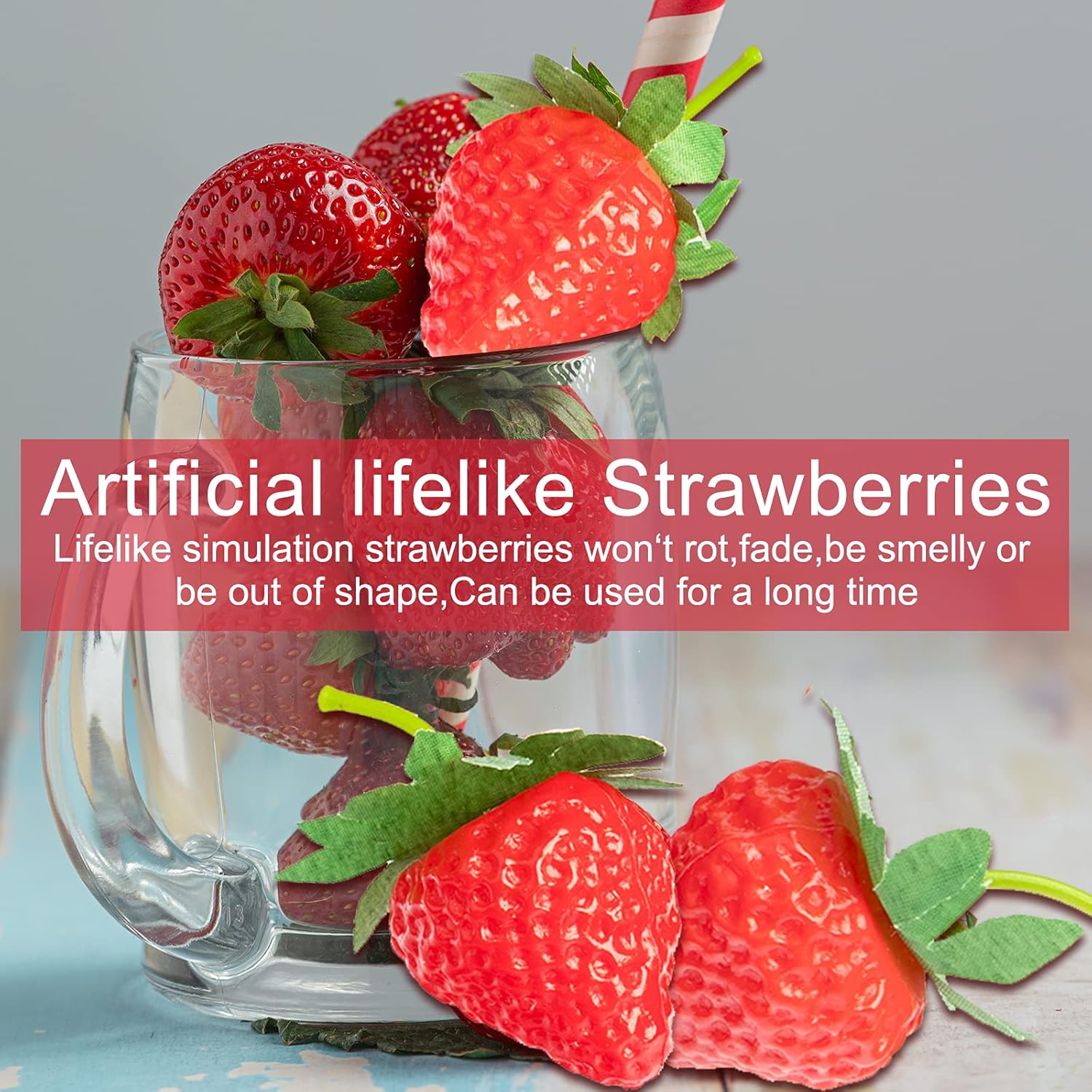 VIDELLY Realistic Artificial Strawberries 20 Pieces S Size