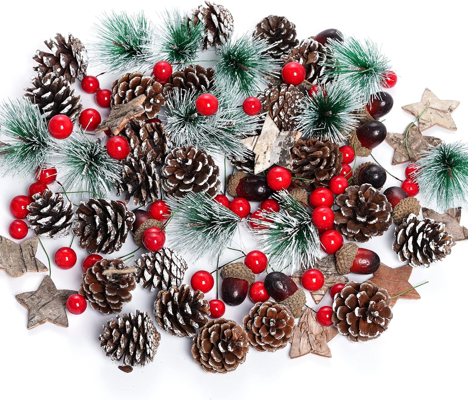 108 Pcs Artificial Pine Cone Set for Christmas Decor