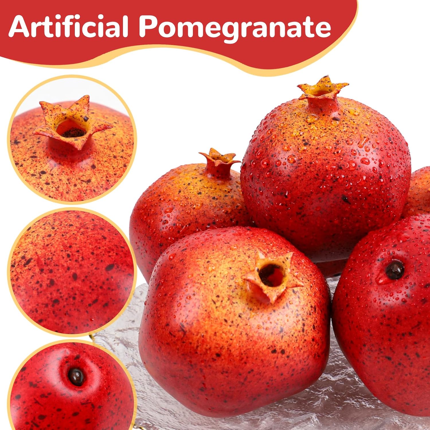 6pcs Artificial Pomegranate Decoration for Home Kitchen Wreath Party