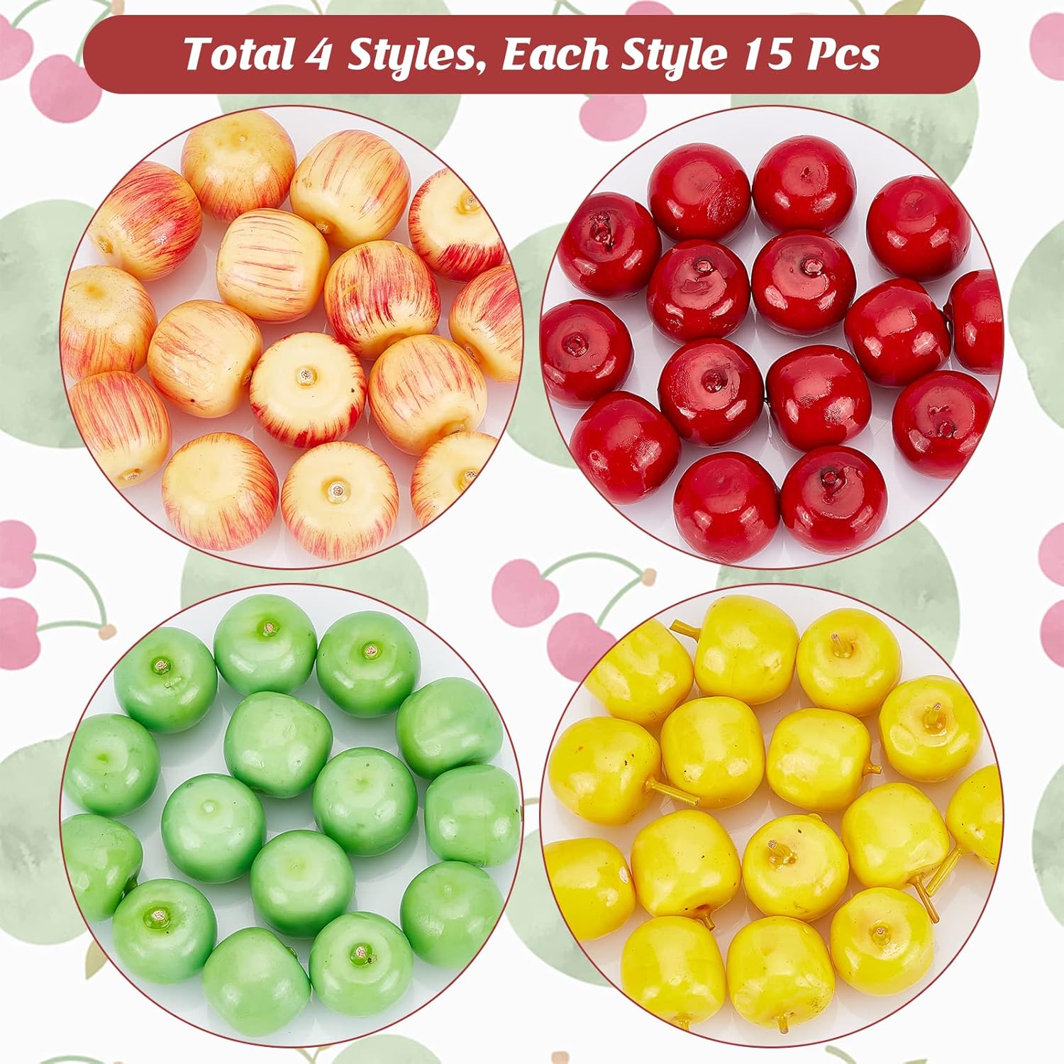 CHGCRAFT 60Pcs 4 Styles Foam Mini Apple Artificial Decor
